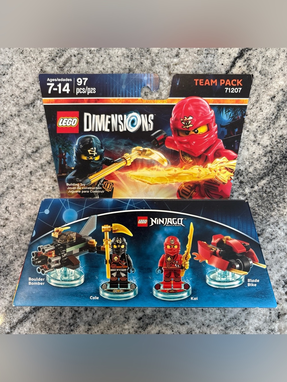 LEGO Dimensions Ninjago Team Pack 71207 Cole Boulder Bomber & Kai Blade Bike NEW